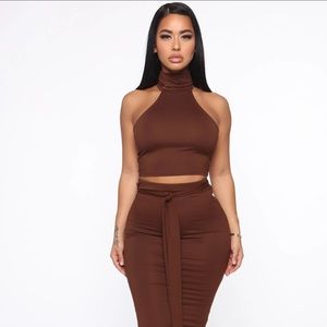 NWT Brown Fashion Nova Halter Set
